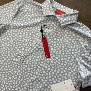 Redvanly Chatillon Polo‎ Shirt Men's Sz S Golf Casual Performance White Grey Geo
